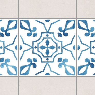 Autocolantes para azulejos Pattern Blue White Series No.9