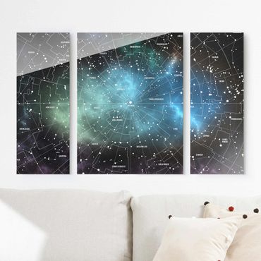 Quadros em vidro 3 partes Stellar Constellation Map Galactic Nebula