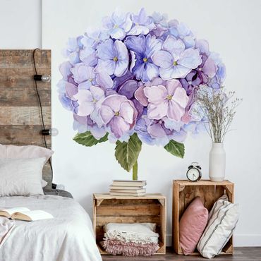Autocolantes de parede Watercolour Hydrangea Blue Bloom XXL