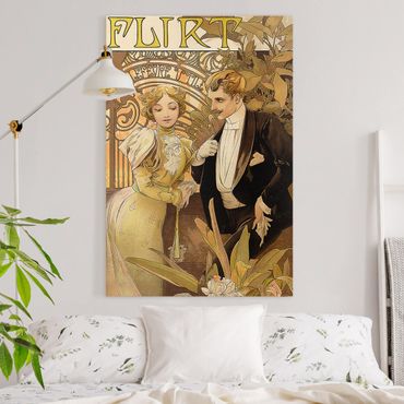Telas decorativas Alfons Mucha - Advertising Poster For Flirt Biscuits