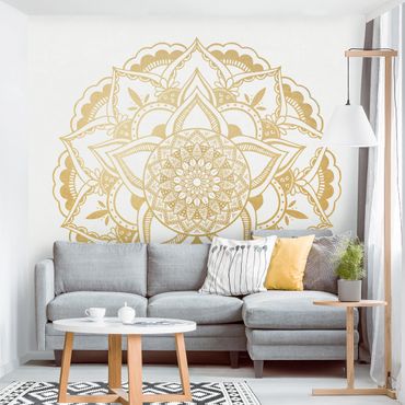 Mural de parede Mandala Flower Gold White