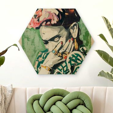 Quadros hexagonais Frida Kahlo - Collage No.3