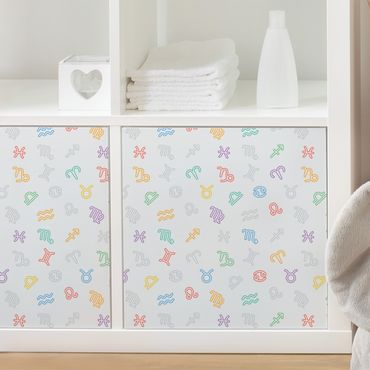 Papel autocolante para móveis Nursery Learning Pattern With Colourful Zodiac Symbols