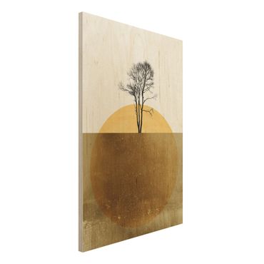 Quadros em madeira Golden Sun With Tree