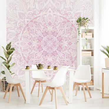 Papel de parede padrões Mandala Watercolour Ornament Pink