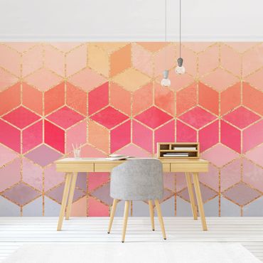 Papel de parede padrões Colourful Pastel Golden Geometrie