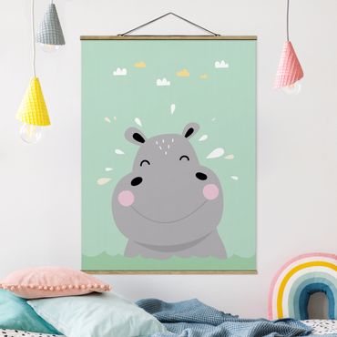 Quadros em tecido The Happiest Hippo