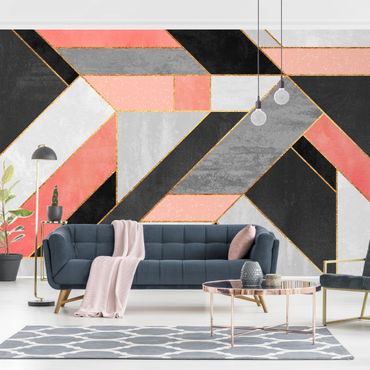 Papel de parede padrões Geometry Pink And Gold