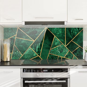 Painel anti-salpicos de cozinha Dark Emerald With Gold