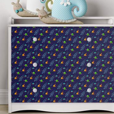 Papel autocolante para móveis Space Children Pattern With Planets And Stars