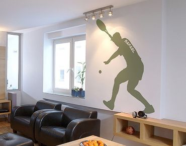 Autocolantes de parede Wall Decal no.RS116 Customised text Tennis Player