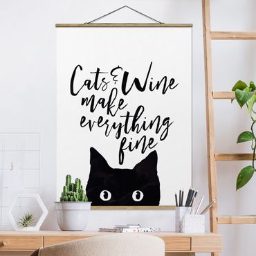 Quadros em tecido Cats And Wine make Everything Fine