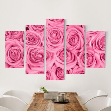 Telas decorativas 5 partes Pink Roses
