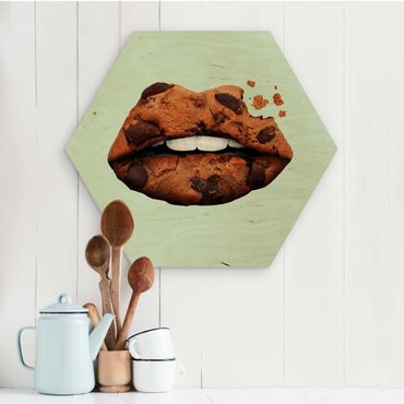 Quadros hexagonais Lips With Biscuit