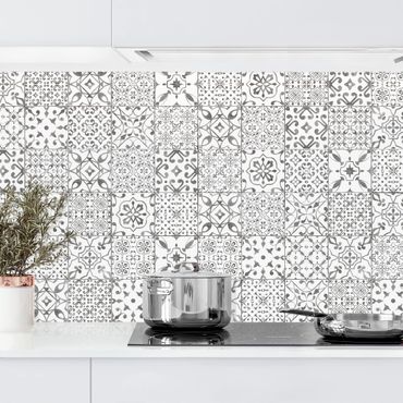Backsplash de cozinha Patterned Tiles Gray White