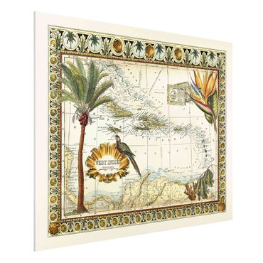 Quadros forex Vintage Tropical Map West Indies