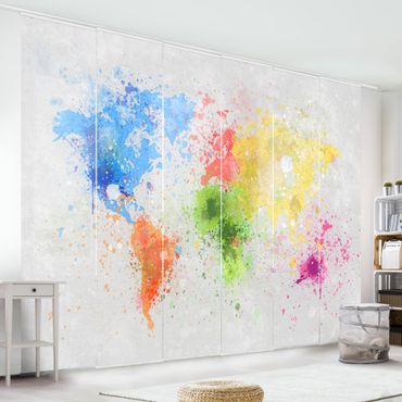 Painéis japoneses Colourful Splodges World Map