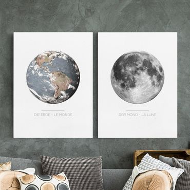 Telas decorativas 2 partes Moon And Earth