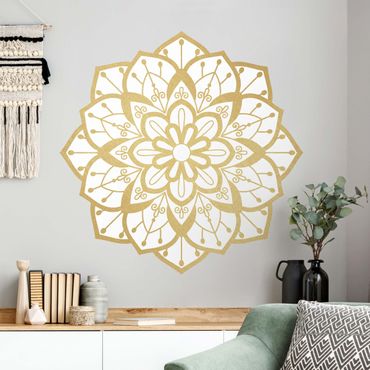 Autocolantes de parede Mandala Flower Pattern Gold White