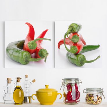 Telas decorativas 2 partes Red and green peppers