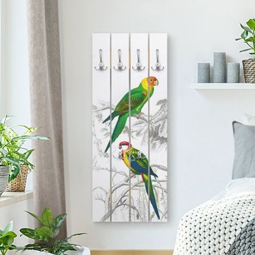 Cabides de parede Vintage Wall Chart Two Parrots Green Red