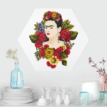 Quadros hexagonais Frida Kahlo - Roses