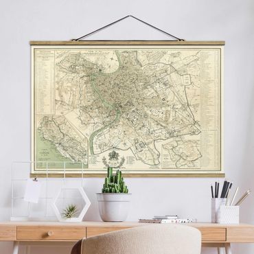 Quadros em tecido Vintage Map Rome Antique