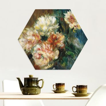 Quadros hexagonais Auguste Renoir - Vase of Peonies