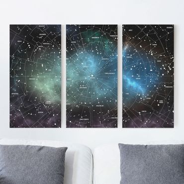 Telas decorativas 3 partes Stellar Constellation Map Galactic Nebula