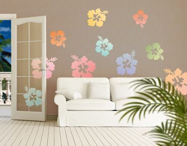 Autocolantes de parede No.547 Hibiscus Flowers In Pastells