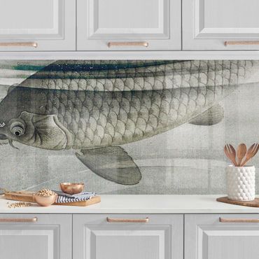 Backsplash de cozinha Vintage Illustration Asian Fish IIl