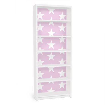 Papel autocolante para móveis Estante Billy IKEA White Stars On Light Pink