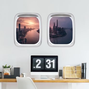 Autocolantes de parede Aircraft Window Sunrise In Shanghai