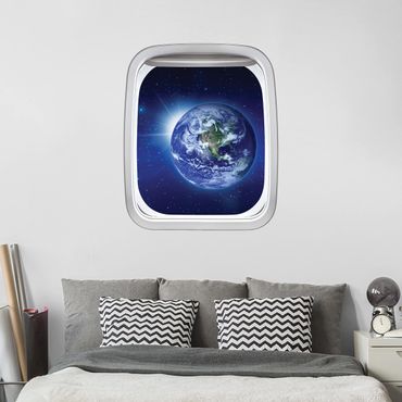 Autocolantes de parede Aircraft Window Earth In Space