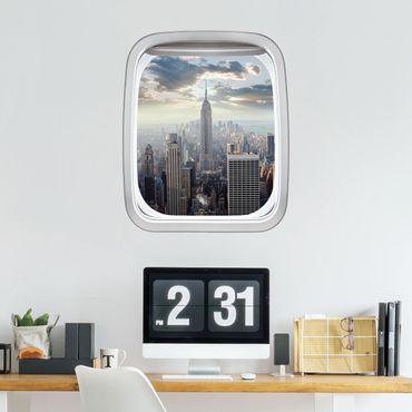 Autocolantes de parede Aircraft Window Sunrise In New York