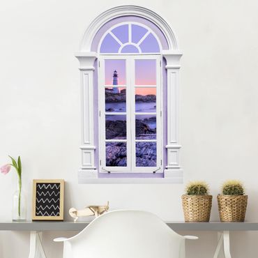 Autocolantes de parede Window Mediterranean Lighthouse In The Morning
