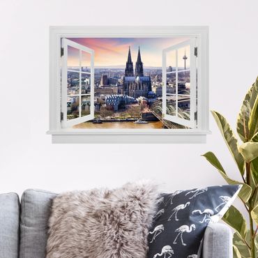 Autocolantes de parede Open Window Cologne Skyline With Duomo