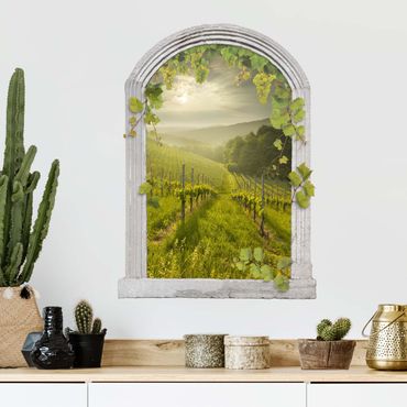 Autocolantes de parede Stone Arch Sun Rays Vineyard With Vines