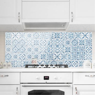 Painel anti-salpicos de cozinha Tile pattern Blue White