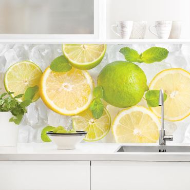 Backsplash de cozinha Citrus Fruit On Ice Cubes