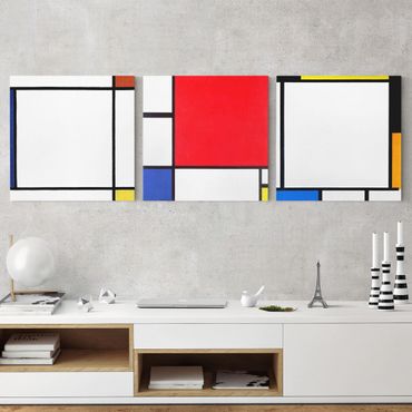 Telas decorativas 3 partes Piet Mondrian - Square Compositions