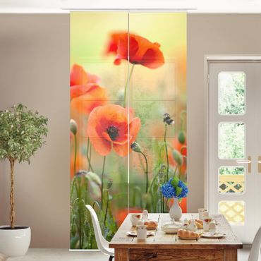 Painéis japoneses Red Summer Poppy
