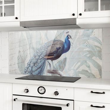 Painel anti-salpicos de cozinha Shabby Chic Collage - Peacock