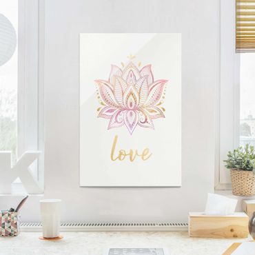 Quadros em vidro Lotus Illustration Love Gold Light Pink