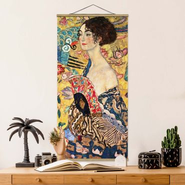 Quadros em tecido Gustav Klimt - Lady With Fan