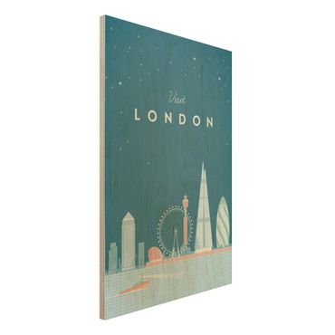Quadros em madeira Travel Poster - London