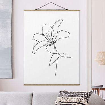 Quadros em tecido Line Art Flower Black White