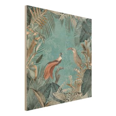 Quadros em madeira Vintage Collage - Birds Of Paradise