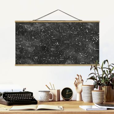 Quadros em tecido Map Of Constellations Blackboard Look