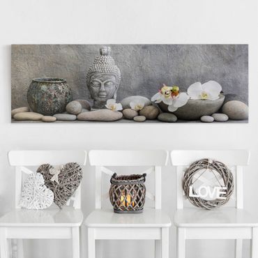 Telas decorativas Zen Buddha With White Orchids